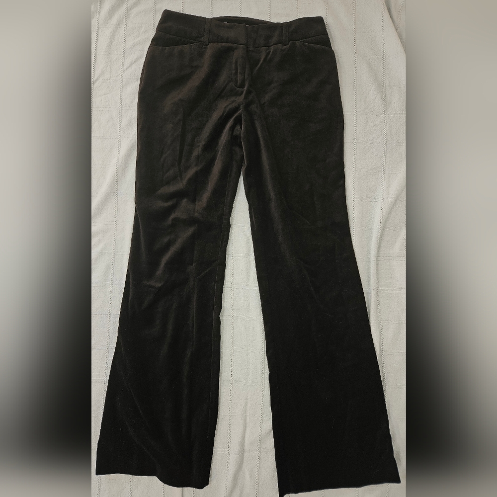 Apt. 9 Ava Pants Women's 6 Black Velvet Velour Straight Leg Mid Rise Pants